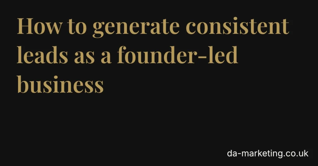 How to generate consistent leads as a founder-led business